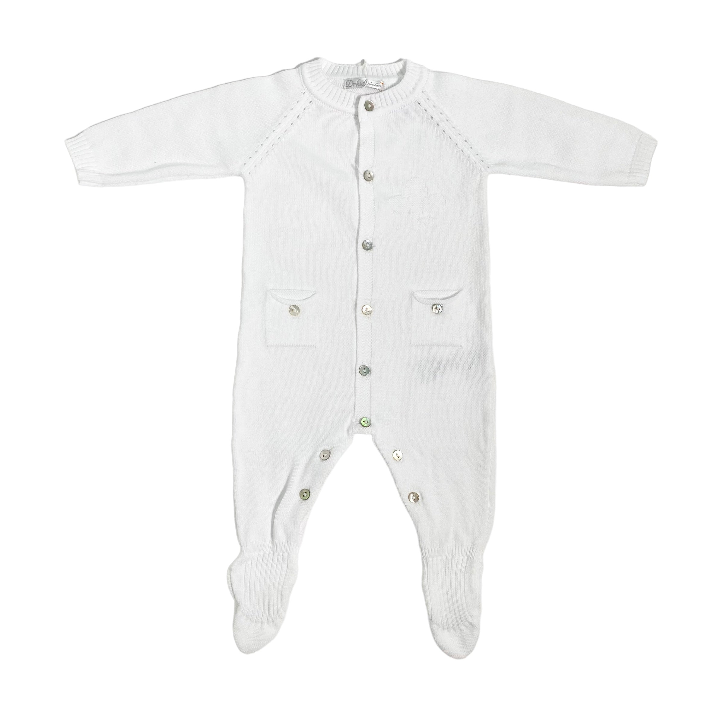 Tutina Intera In Filo Di Cotone Organico Bianca Neonato/a DR KID DK259 - DR KID - Luxury Kids
