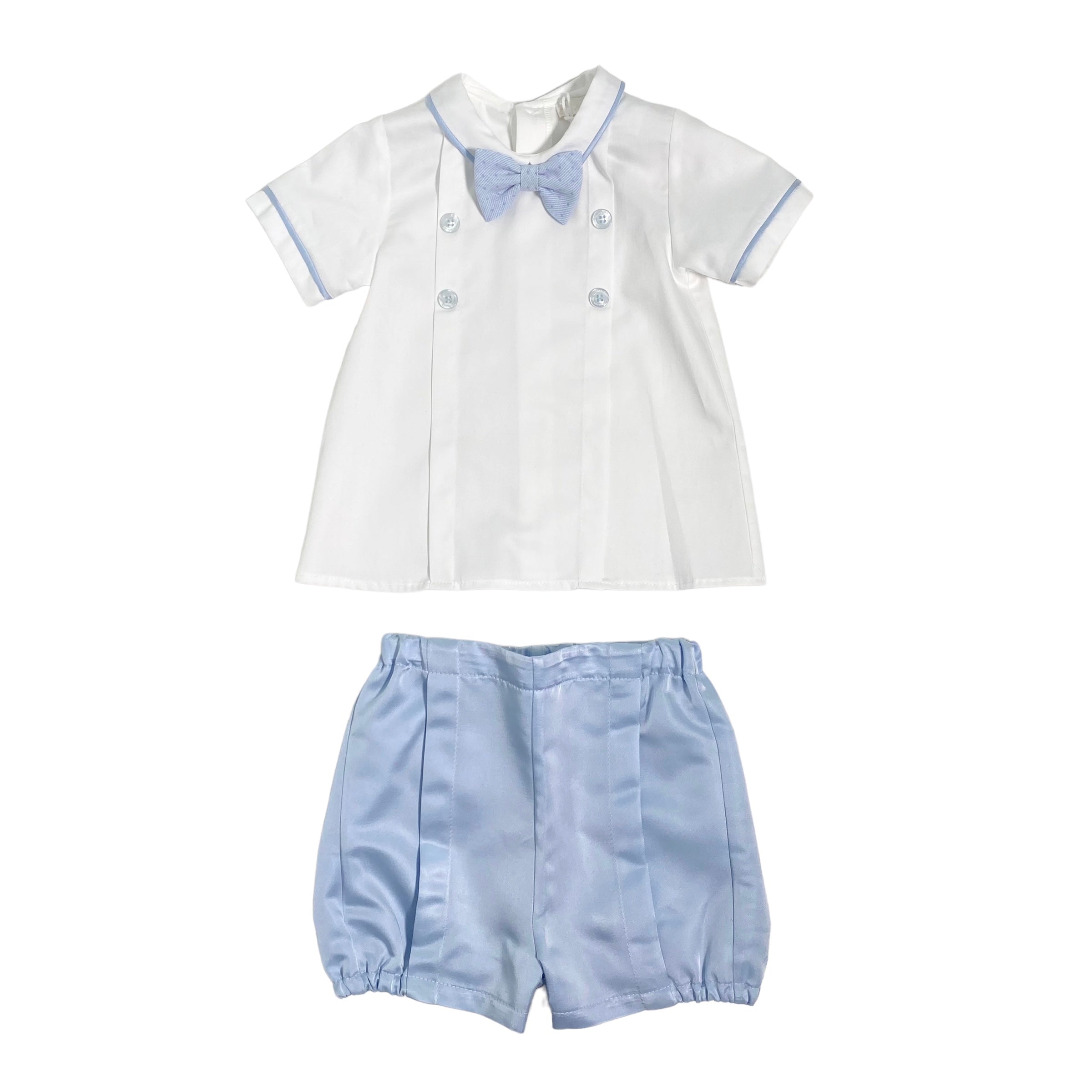 Completo Elegante Con Bermuda E Camicia Celeste Neonato NINNAOH E23281 - NINNAOH - Luxury Kids