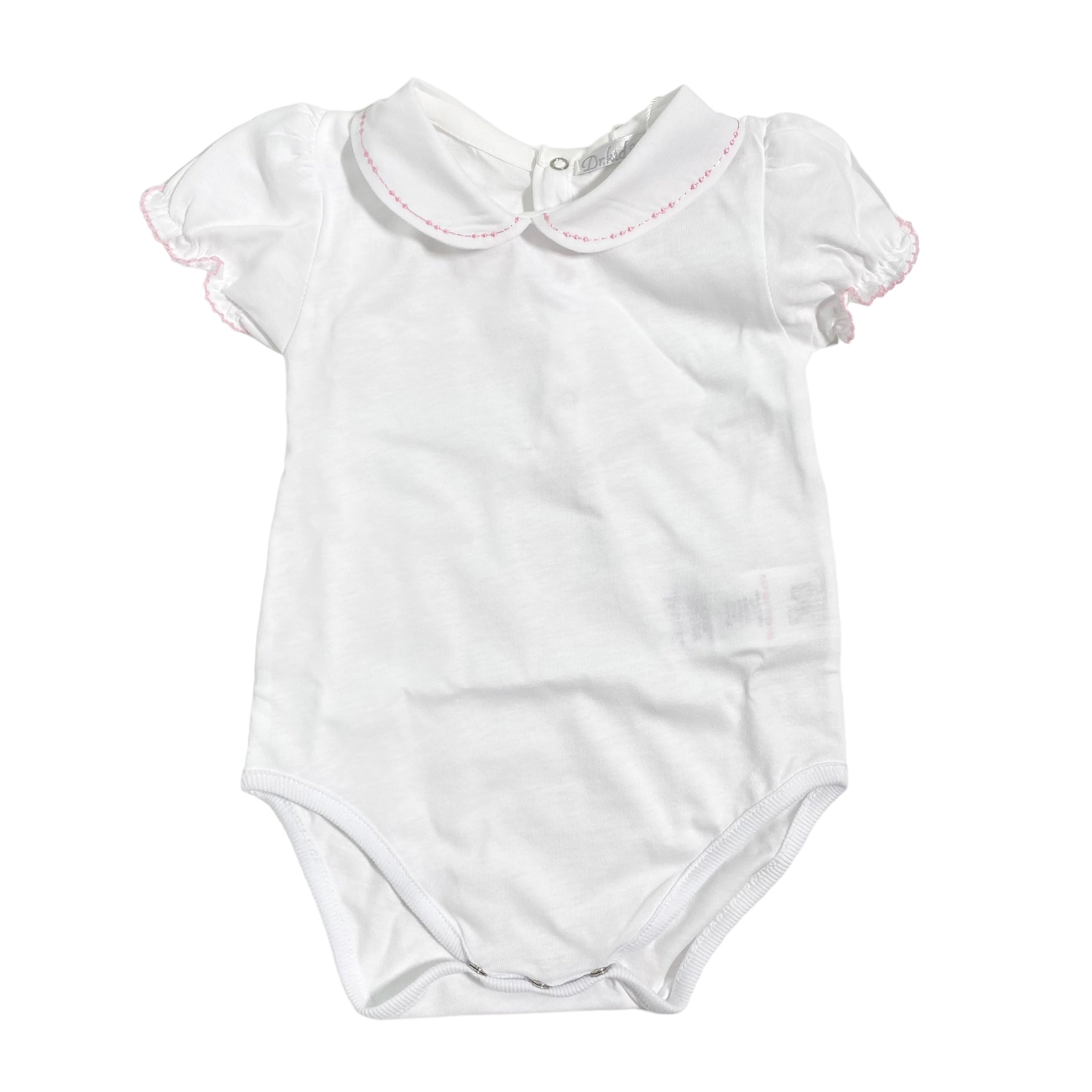 Body Mezza Manica In Cotone Bianco Neonata DR KID DK146 - DR KID - Luxury Kids