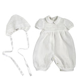 Pagliaccetto Battesimale In Lino E Pizzo Bianco Neonato PICCOLA GIUGGIOLA LERICI - PICCOLA GIUGGIOLA - Luxury Kids