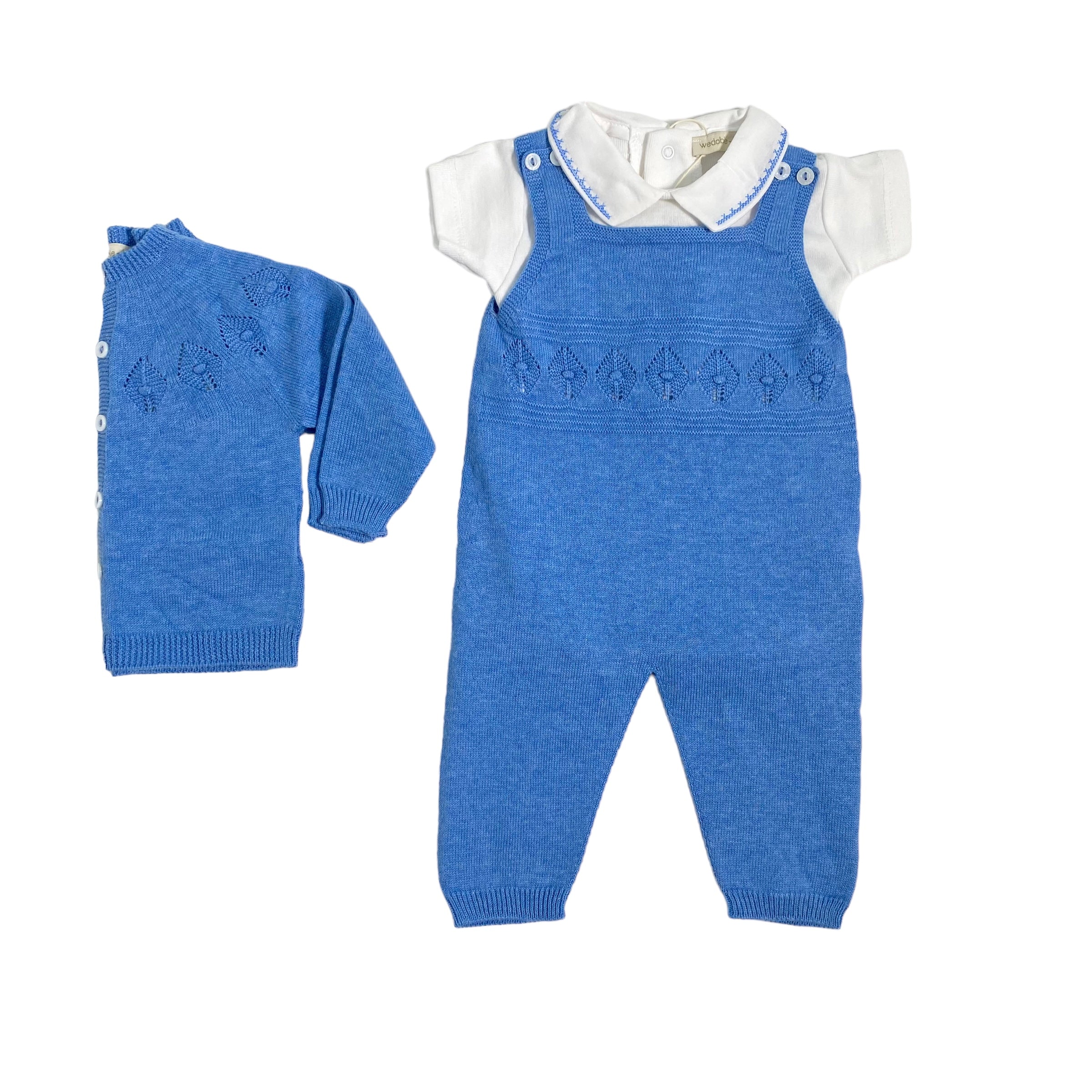 Completo Con Salopette In Filo Di Cotone Neonato WEDOBLE V2303310A - WEDOBLE - Luxury Kids