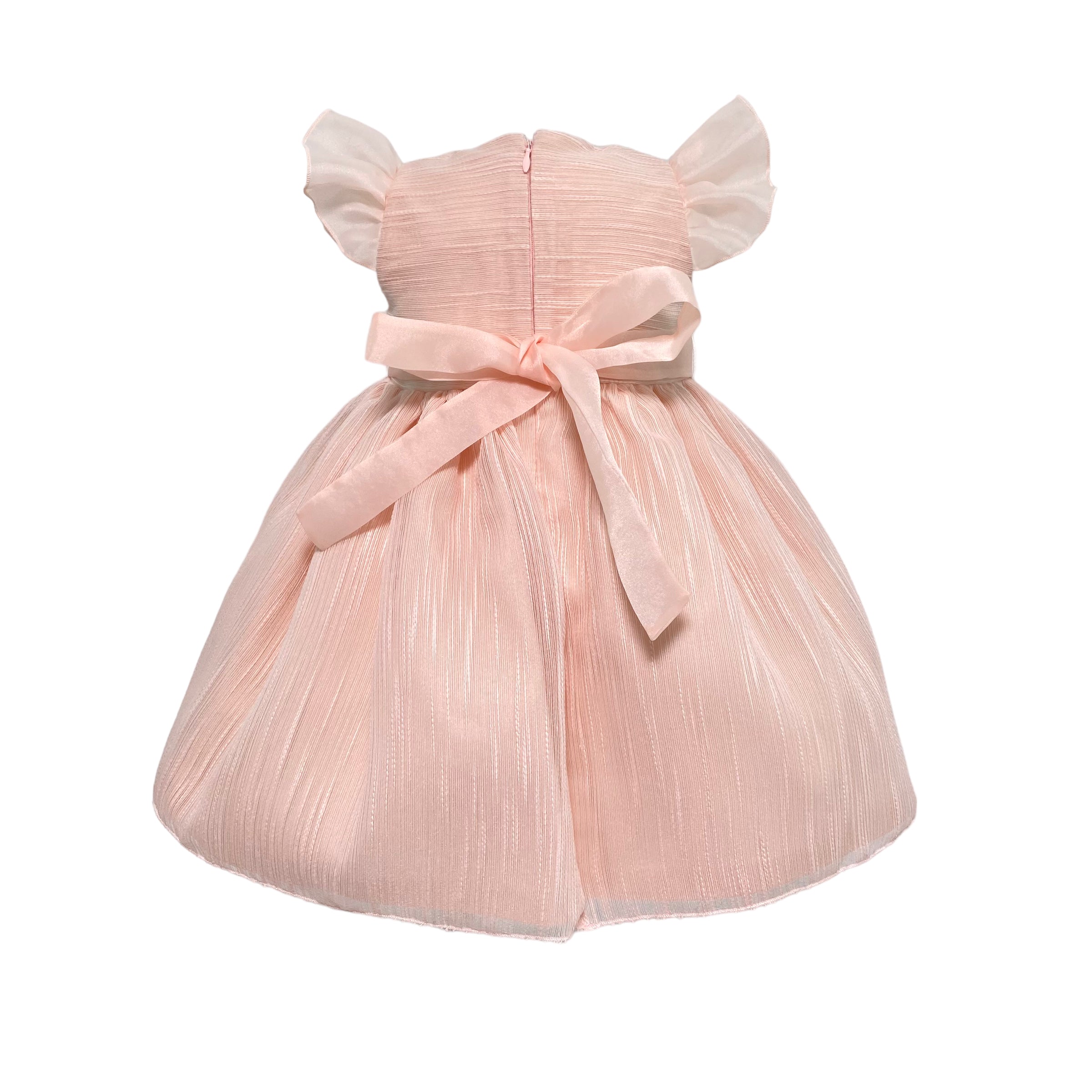 Abito Elegante Battesimale In Organza Rigata Neonata NINNAOH E23AB415 - NINNAOH - Luxury Kids