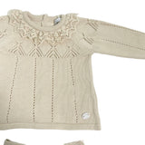 Tutina Spezzata In Filo Di Cotone Beige Neonata DR KID DK200 - DR KID - Luxury Kids