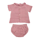 Completo Con Culotte In Filo Di Cotone Rosa Antico Neonata DR KID DK235 - DR KID - Luxury Kids