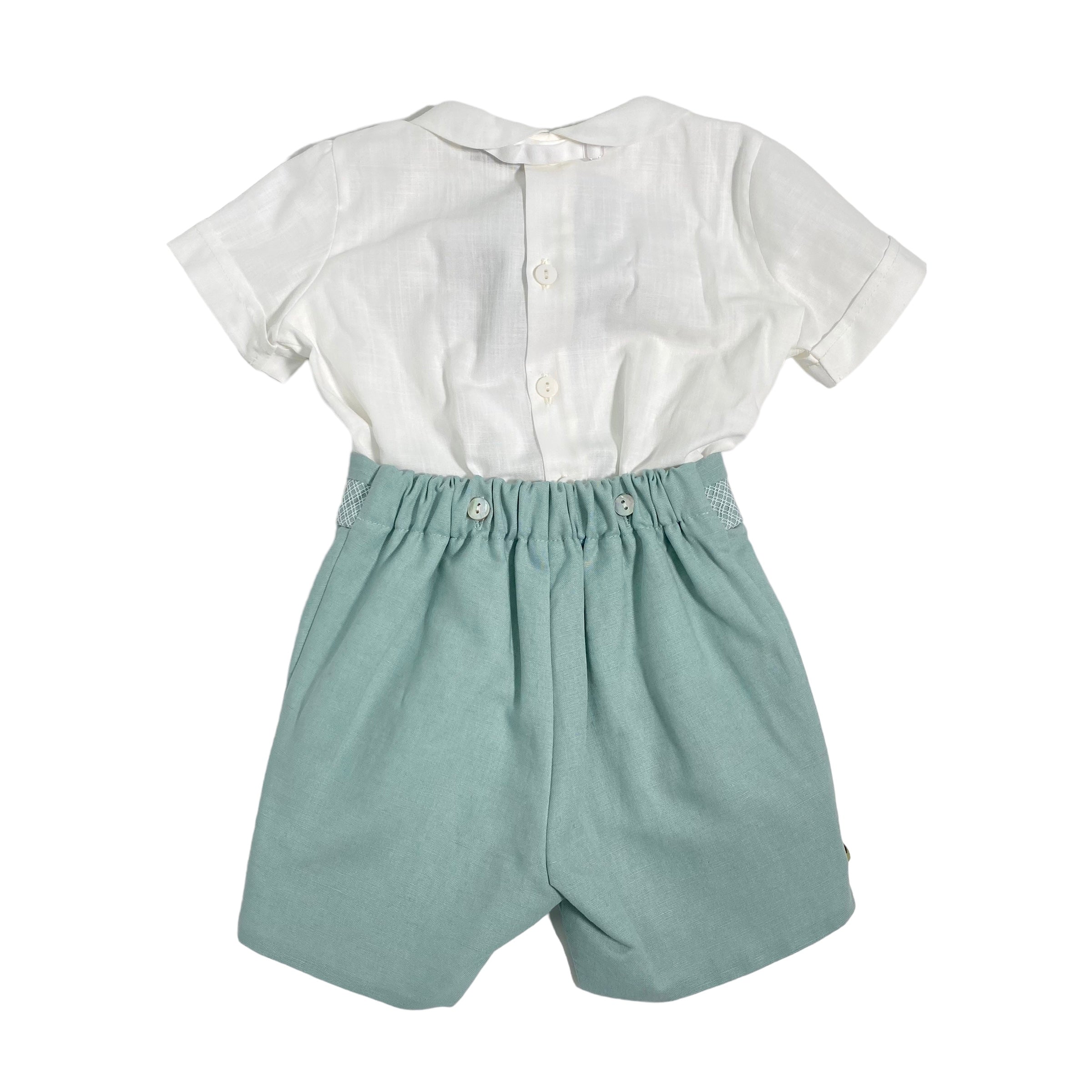 Completo Corto Elegante In Cotone Con Bermuda Neonato PONTO POR PONTO 5930 - PONTO POR PONTO - Luxury Kids