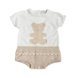 Pagliaccetto In Filo Di Cotone Con Orso Neonata A&J A&J134 - A&J - Luxury Kids
