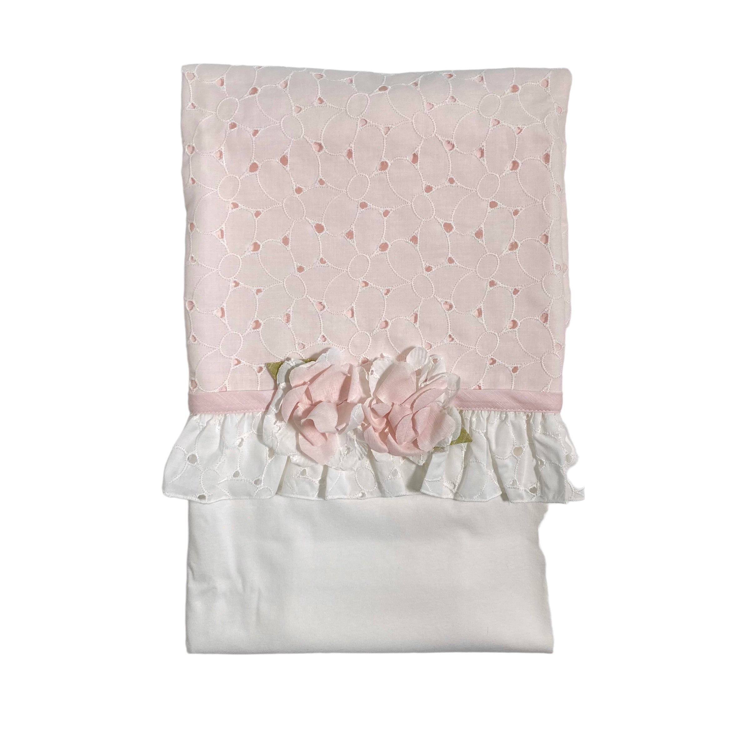 Coperta Scialle In Cotone Con Pizzo Sangallo Neonata TETO E TATTA CO4790 - TETO E TATTA - Luxury Kids