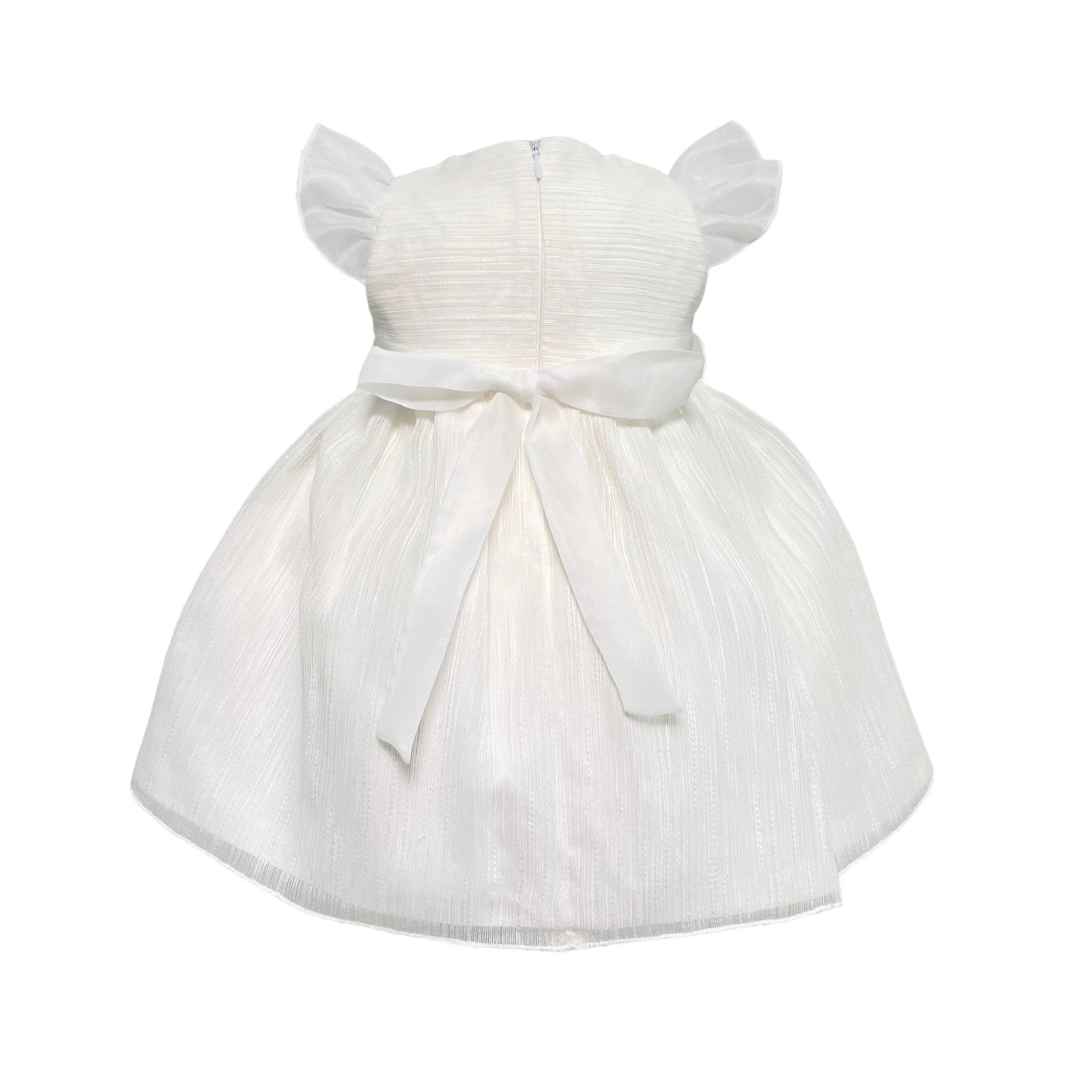 Abito Elegante Battesimale In Organza Rigata Neonata NINNAOH E23AB415 - NINNAOH - Luxury Kids