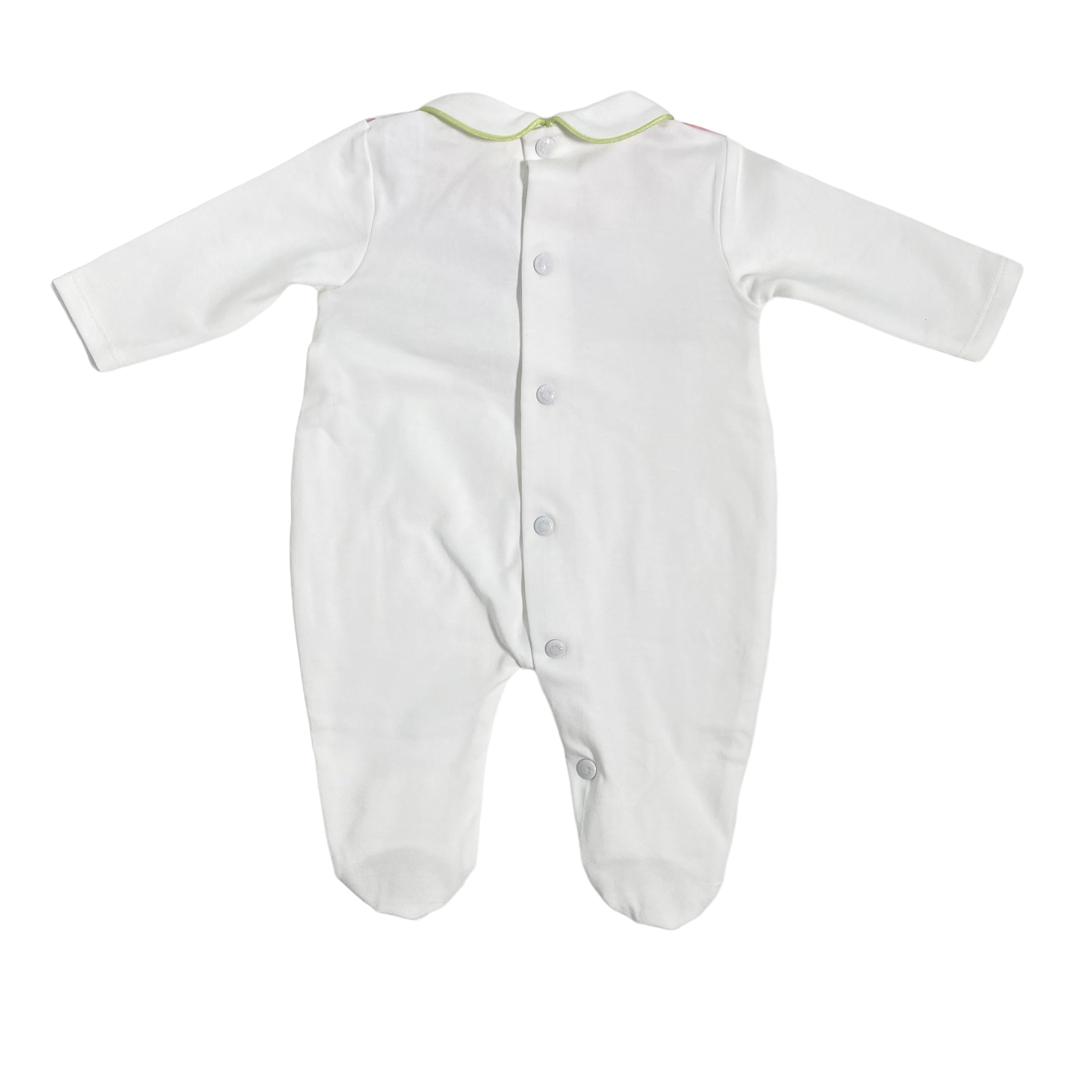 Tutina Intera In Cotone Bianca E Fantasia Floreale Neonata NINNAOH E2352T - NINNAOH - Luxury Kids