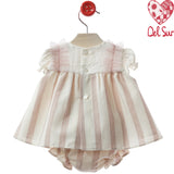 Abito Corto A Righe Con Culotte Neonata DEL SUR 0074