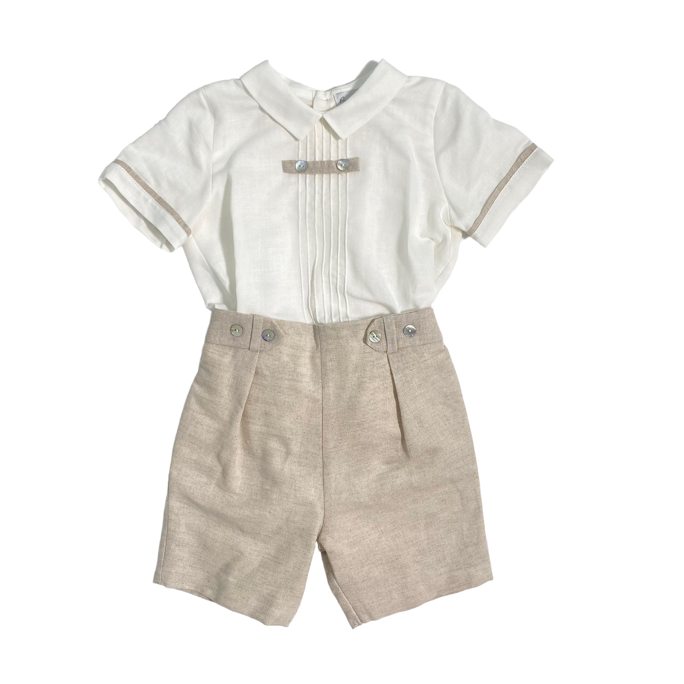 Completo Corto Elegante In Lino Con Bermuda Bambino PONTO POR PONTO 6132