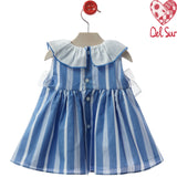 Abito Smanicato A Righe Con Fiocchi Neonata DEL SUR 0378