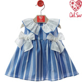 Abito Smanicato A Righe Con Fiocchi Neonata DEL SUR 0378