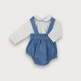 Komplett mit Latzhose aus Samt und neugeborenem Hemd SARDON AB09