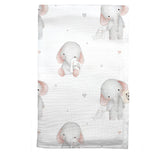 Mussola In Cotone Organico Stampata Neonato/a CUCUSETTETE ELEFANTINO