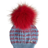 Cappello In Pura Lana 100% Con Pom Pon In Volpe Neonato-a Tema Amore MioNINNAOH I21294