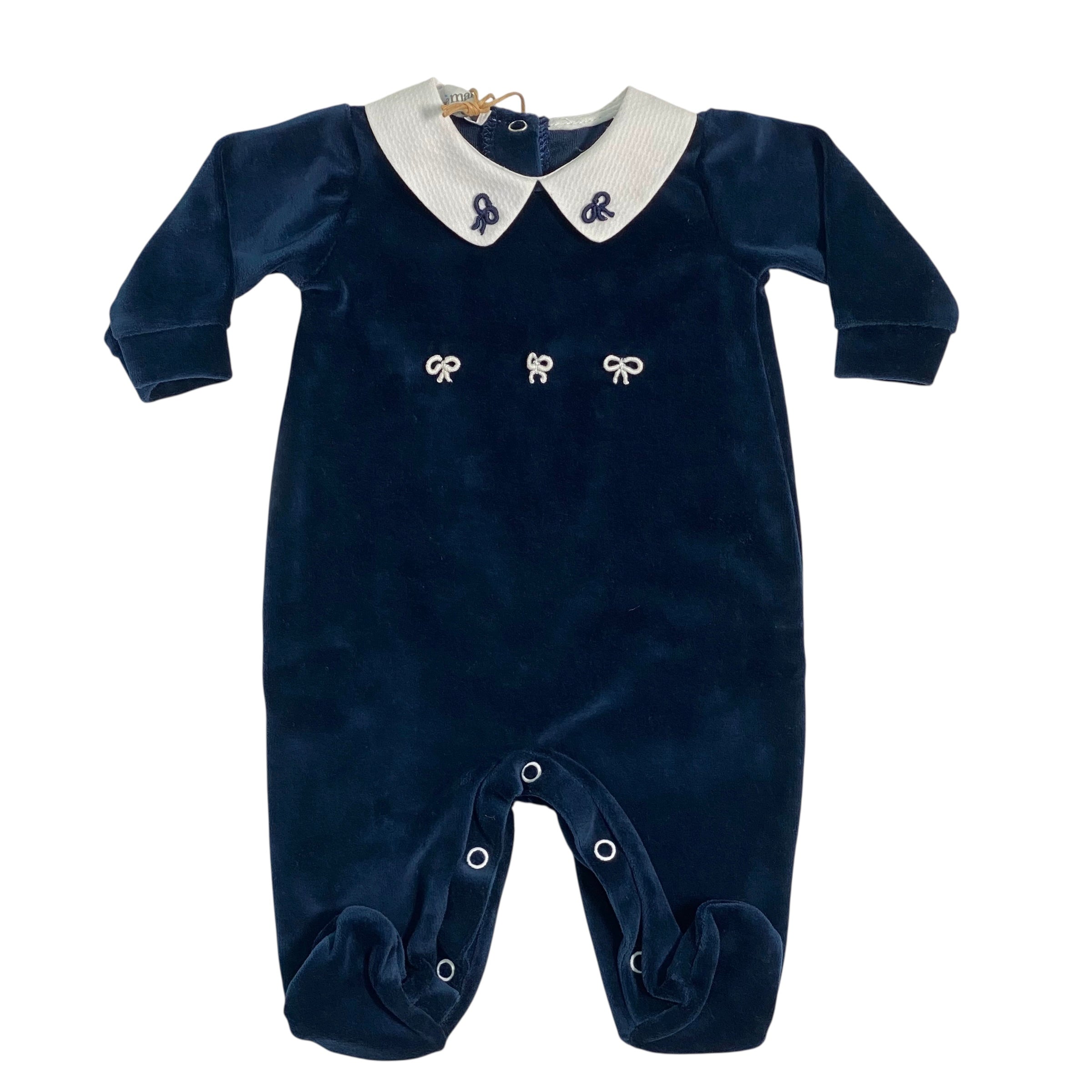 Tutina Intera In Ciniglia Ricamata Neonato BEBE' MARGO' B054T