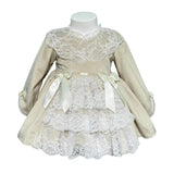 Langärmliges Samtkleid mit blauem Culotte für Baby-Mädchen MIMOSA NARCISO