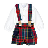 Completo Bermuda con bretelle E Camicia  Neonato Scozzese CALAMARO 11442