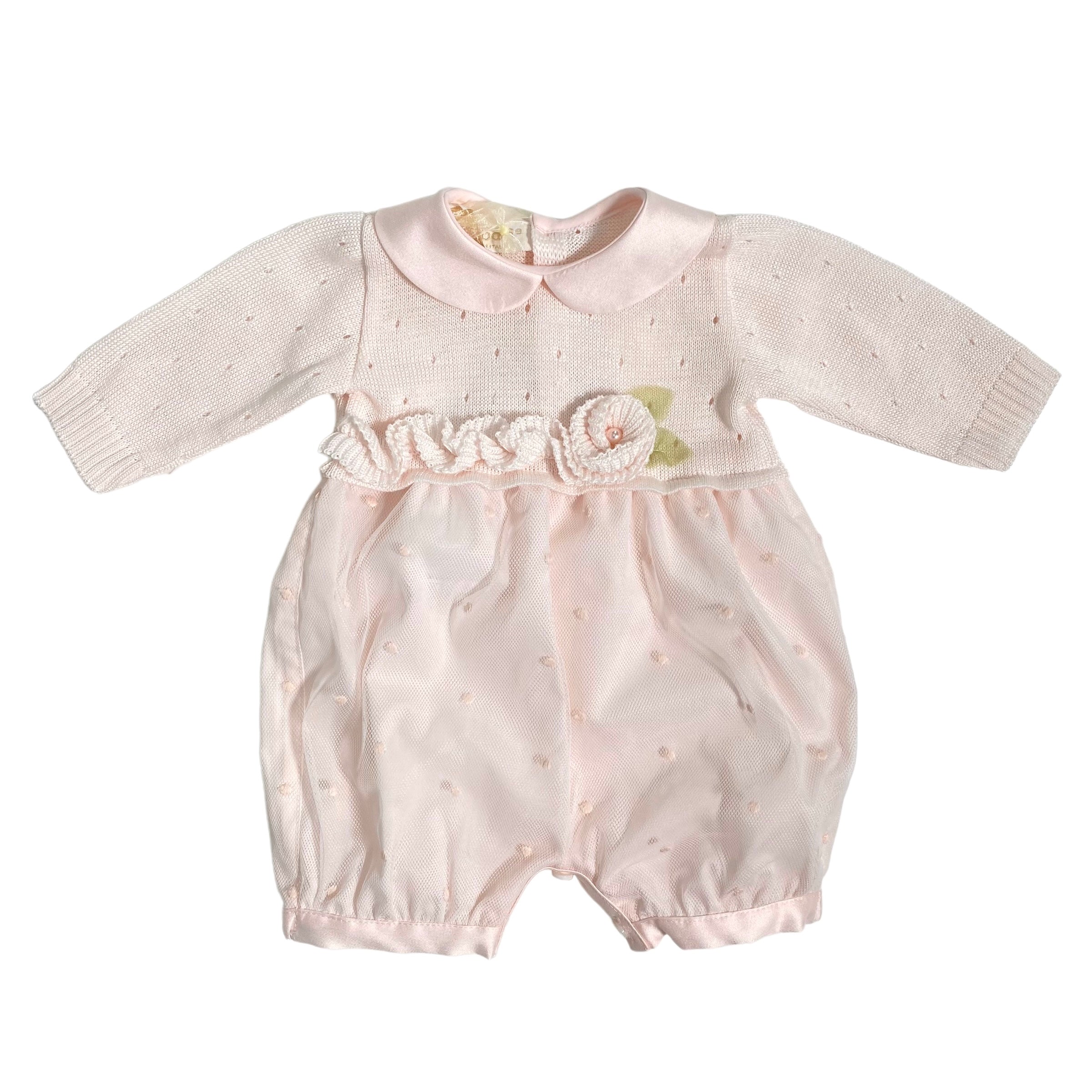 Pagliaccetto Manica Lunga In Filo E Tessuto Neonata BIMBALO' 7123