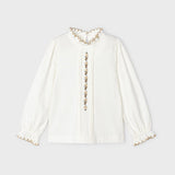 Blusa manica Lunga In Cotone Con Ricami Bambina MAYORAL 4196