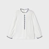 Blusa manica Lunga In Cotone Con Ricami Bambina MAYORAL 4196