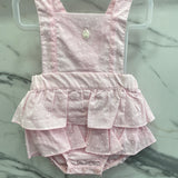 Dungarees In Plumetis Baby Girl Pink Dr Kid DK147