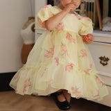 Abito Mezza Manica In Organza Stampata Bambina PHY CLOTHING 25016