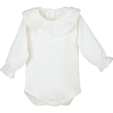 Body Manica Lunga In Caldo Cotone Con Collo Rouches Plumetis Neonata CALAMARO 19075