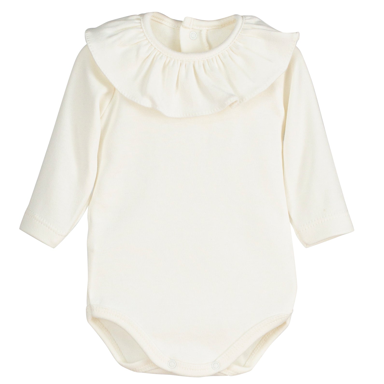 Langarm-Body mit Rouche-Kragen aus warmer Baumwolle für Baby-Mädchen CALAMARO 19085