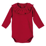 Langarm-Body mit Rouche-Kragen aus warmer Baumwolle für Baby-Mädchen CALAMARO 19085