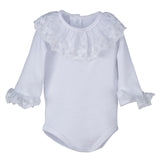 Langarm-Body aus warmer Baumwolle mit Spitzenkragen für Baby-Mädchen CALAMARO 19094