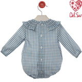 Pagliaccetto Manica Lunga In vichy  Caldo cotone Celeste  Neonato DEL SUR 1936