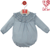 Pagliaccetto Manica Lunga In vichy  Caldo cotone Celeste  Neonato DEL SUR 1936