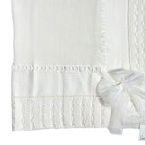 Coperta In Filo Di Cotone Con Traforature E Fiocco In Tulle Neonata GRANLEI 137