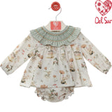 Abito Con Culotte Stampato In Caldo Cotone Neonata DEL SUR 2075