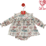 Abito Con Culotte Stampato In Caldo Cotone Neonata DEL SUR 2077