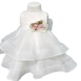 Abito Elegante Battesimale Smanicato In Organza Neonata MIMILU' 1376