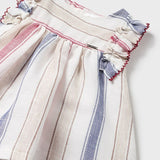 Abito Con Culotte Smanicato A Righe In Misto Lino Neonata MAYORAL 1829R