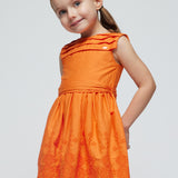 Abito Smanicato Ricamato In Cotone Bambina MAYORAL 3917