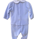 Tutina Spezzata In Ciniglia Celeste Neonato BABIDU 57003