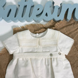 Pagliaccetto Elegante Mezza Manica In Lino Neonato/a PONTO POR PONTO 6556