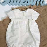 Pagliaccetto Elegante Mezza Manica In Lino Neonato/a PONTO POR PONTO 6556