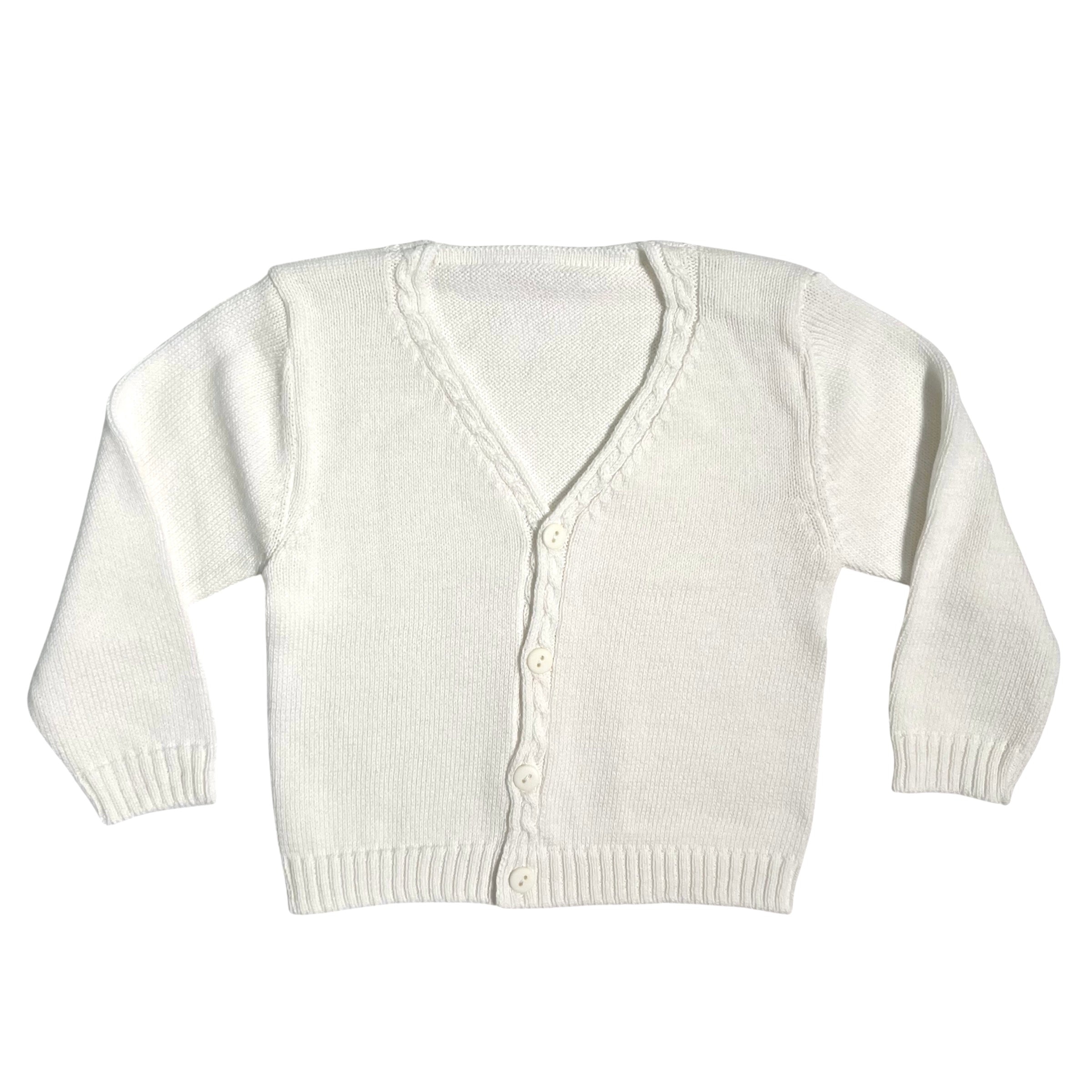 Cardigan In Filo Di Cotone Con Treccia Neonato PONTO POR PONTO 765