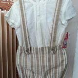 Salopette Con Camicia In Misto Cotone A Righe Beige Neonato DEL SUR 0039
