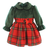 Baby-Mädchen-Kleid mit Schottenmuster und langen Ärmeln BUFI B0071A