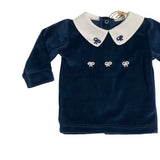 Tutina Spezzata In Ciniglia Ricamata Neonato BEBE' MARGO' B054TS