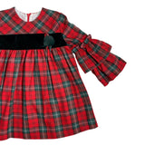 Abito Manica Lunga Svasato In Caldo Cotone Scozzese Bambina YOEDU 5150