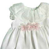Abito Elegante Battesimale Con Pizzo E Fiori Neonata GRANLEI 187