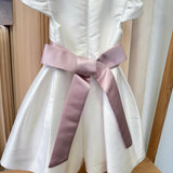 Abito Elegante Mezza Manica In Mikado Con Fascia Bambina MIMILU' 1648